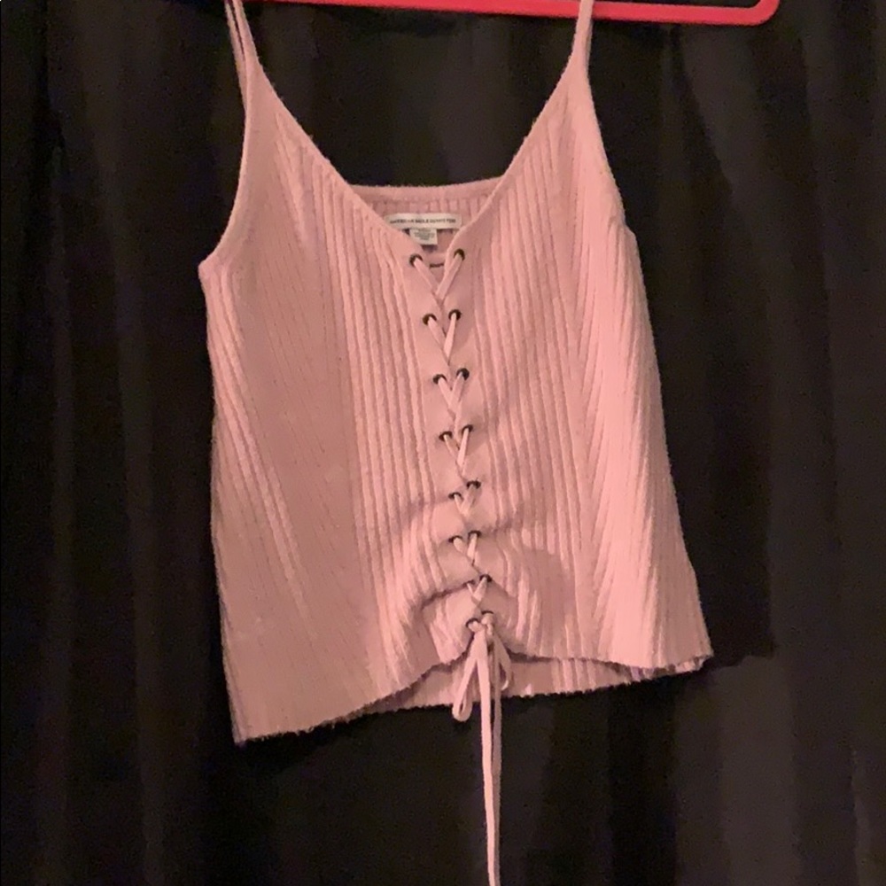 American eagle knit lace up tank top